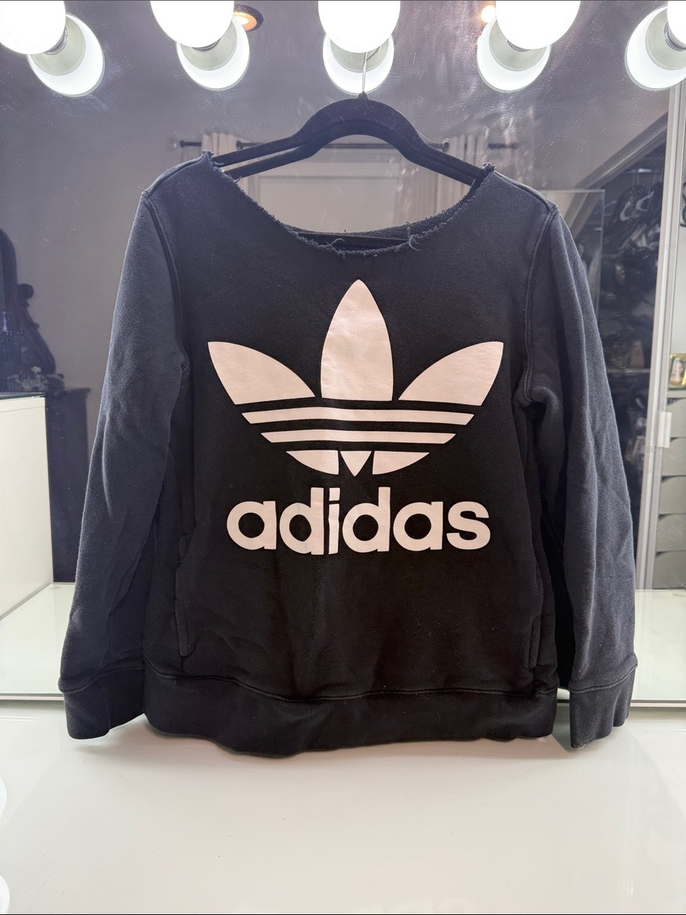 Adidas Black Sweatshirt with White Trefoil Logo